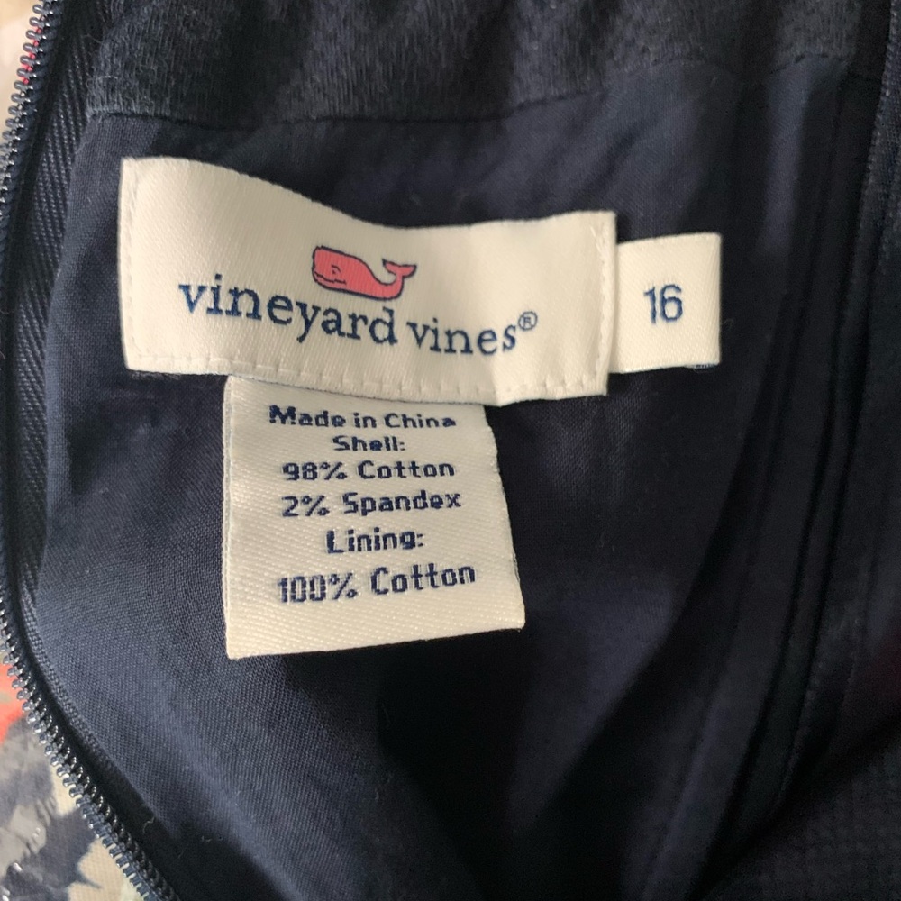 Vineyard Vines Strapless Navy Blue Dress with Pink Trim - Picture 6 of 6